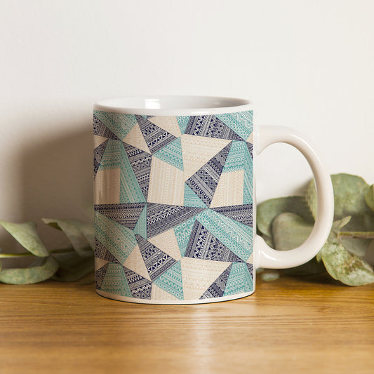 Triangle seamless pattern in patchwork style design pattern White 330 ml Coffee Mug