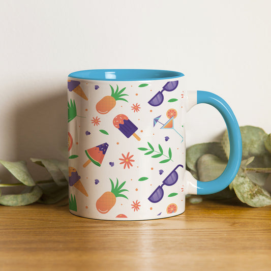 Vector Summer  design Pattern Sky Blue Handle 330 ml Coffee Mug