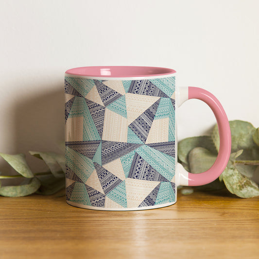 Triangle seamless pattern in patchwork style design Pattern Lite Pink Handle 330 ml Coffee Mug