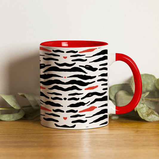 Tiger skin pattern design Red Handle 330 ml Coffee Mug