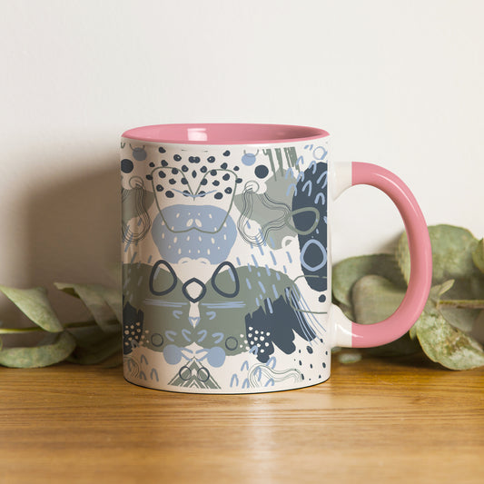 Hand art design Pattern Lite Pink Handle 330 ml Coffee Mug