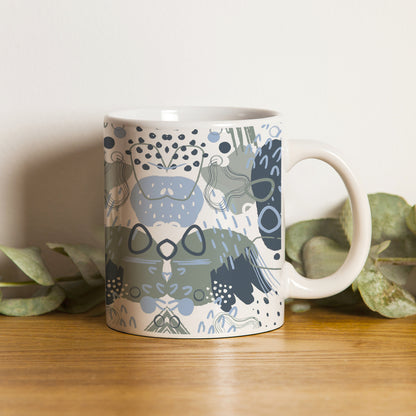 Hand art design White Handle 330 ml Coffee Mug