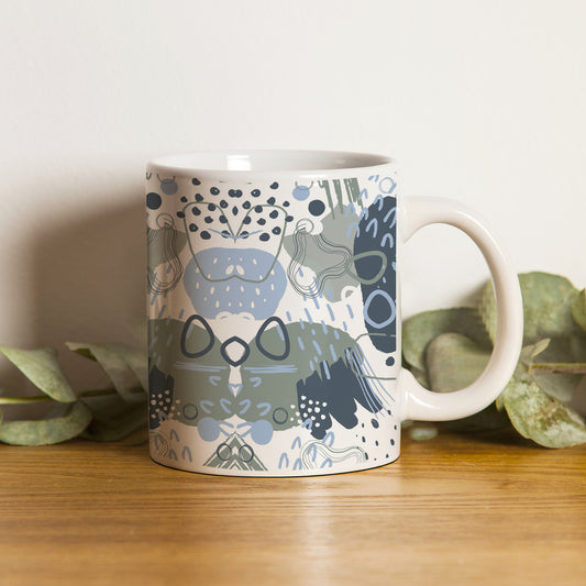 Hand art design White Handle 330 ml Coffee Mug