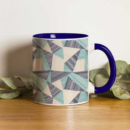 Triangle seamless pattern in patchwork style design Pattern Dark Blue Handle 330 ml Coffee Mug