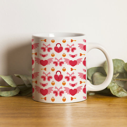 Red seamless love element pattern design (2) White 330 ml Coffee Mug