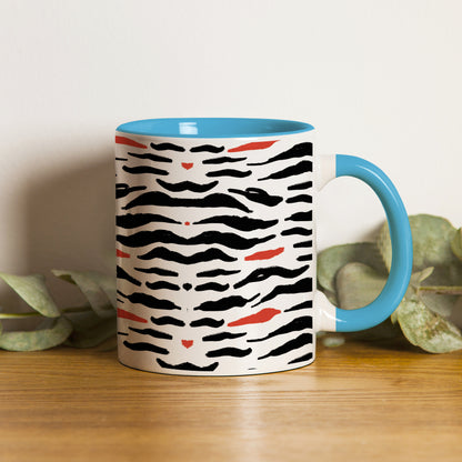 Tiger skin pattern design Pattern Sky Blue Handle 330 ml Coffee Mug