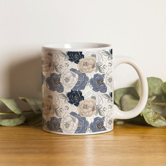 Flowers design pattern White 330 ml Coffee Mug
