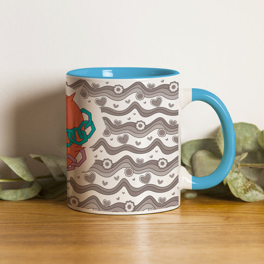 love chain Pattern Sky Blue Handle 330 ml Coffee Mug