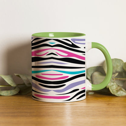 Colorful Tiger Skin with Waving effect Pattern Lite Green Handle 330 ml Coffee Mug