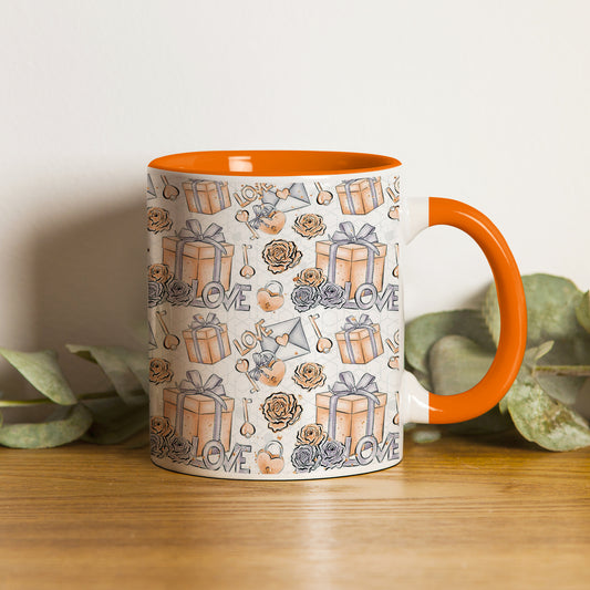 Gift box pattern design Orange Handle 330 ml Coffee Mug