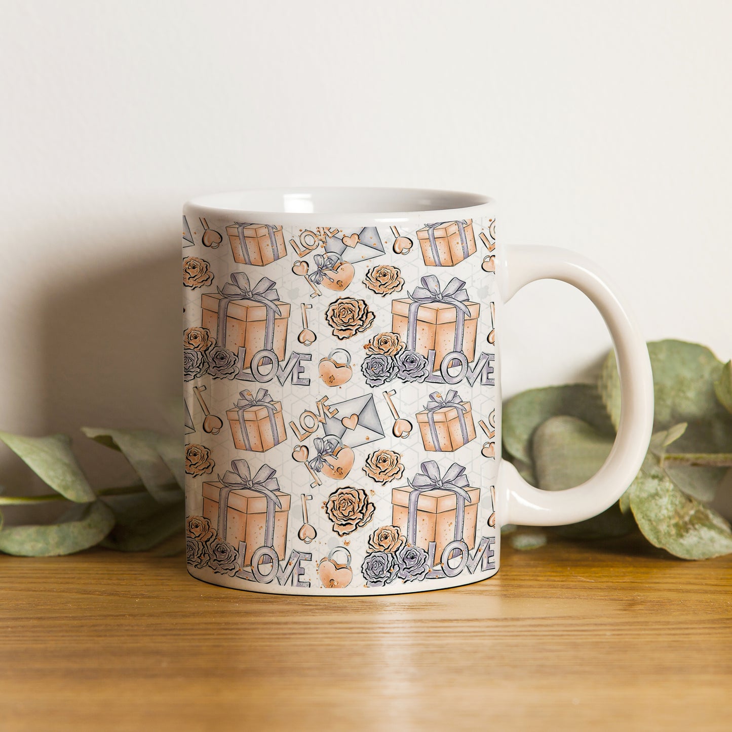Gift box pattern design pattern White 330 ml Coffee Mug