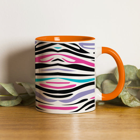 Colorful Tiger Skin with Waving effect Orange Handle 330 ml Coffee Mug