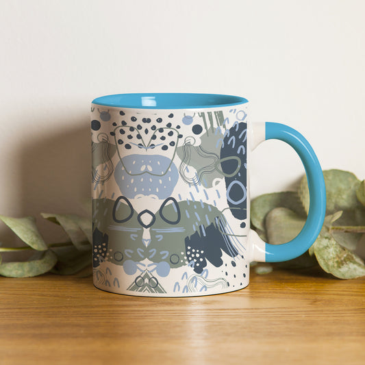 Hand art design Pattern Sky Blue Handle 330 ml Coffee Mug