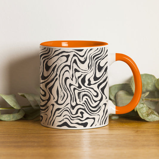 Curated pattern design Orange Handle 330 ml Coffee Mug