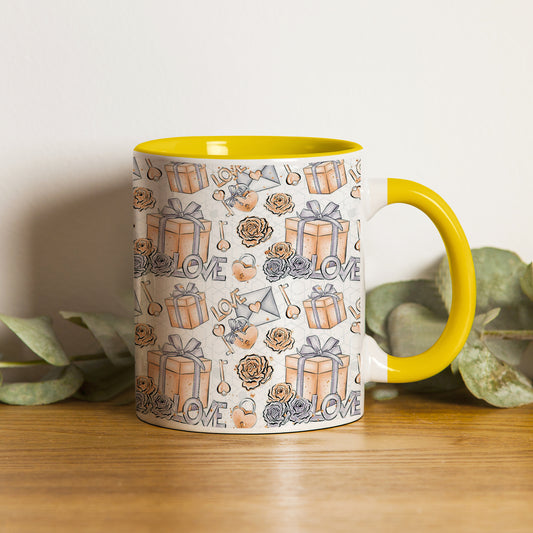 Gift box pattern design Pattern Yellow Handle 330 ml Coffee Mug