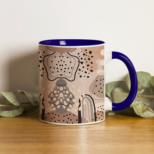 Abstract drawing design Pattern Dark Blue Handle 330 ml Coffee Mug