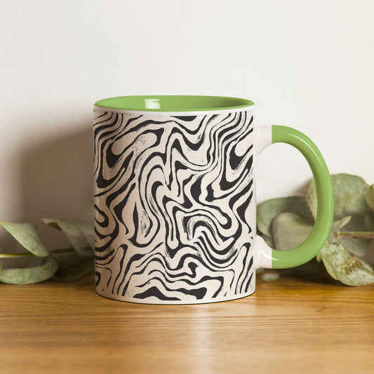 Curated pattern design pattern design Pattern Lite Green Handle 330 ml Coffee Mug