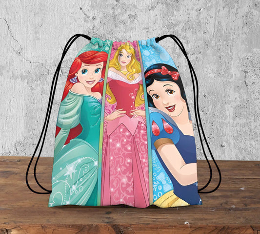 Beautiful Princesses Design Pattern Polyester String Backpack Bags for kids for Gym, Yoga, Tuition ,Beach Bag for 4-10 year boys and girls