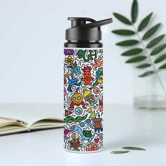 Cute colorful doodle pattern Printed Eagle Shape Water Bottle 750 ml For Gym, Yoga, Kids, Boys, Girls, Brother, Sister, Babies, Baby, Workout, Adults
