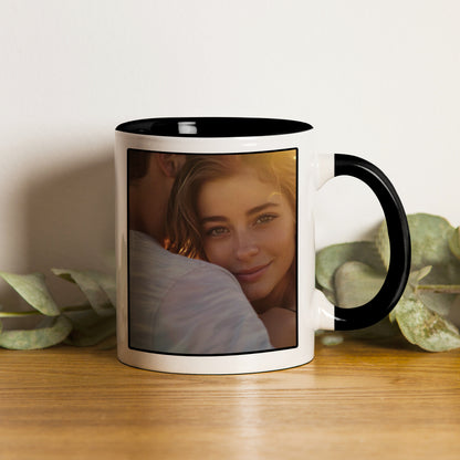 Best Couple Personalized Add Two Photos Black Handle 330 ml Coffee Mug