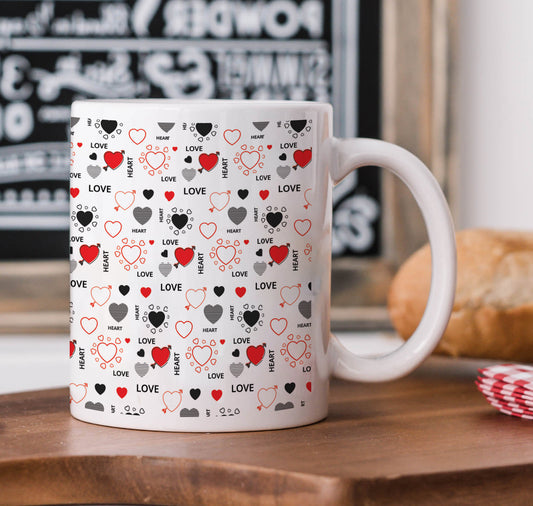 Romantic Hand Drawn Elements With Love Lettering design White 330 ml Coffee Mug
