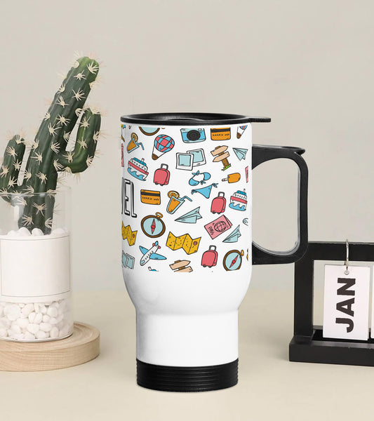 Big travel elements doodle art Printed 350ML Travel MUG