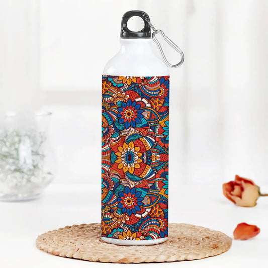 Hand drawn floral elements colorful ethnic seamless pattern Printed Normal Sipper Water Bottle 750 ml For Gym, Yoga, Kids, Boys, Girls, Brother, Sister, Babies, Baby, Workout, Adults
