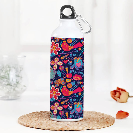 Owl, rabbit, butterfly, hedgehog Forest seamless pattern Printed Normal Sipper Water Bottle 750 ml For Gym, Yoga, Kids, Boys, Girls, Brother, Sister, Babies, Baby, Workout, Adults