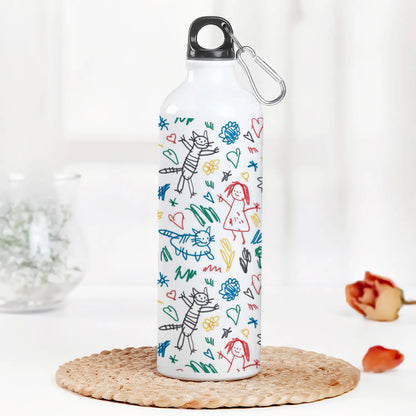 Seamless Pattern with Kids Illustrations Printed Normal Sipper Water Bottle 750 ml For Gym, Yoga, Kids, Boys, Girls, Brother, Sister, Babies, Baby, Workout, Adults
