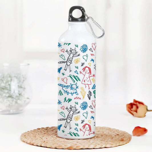 Seamless Pattern with Kids Illustrations Printed Normal Sipper Water Bottle 750 ml For Gym, Yoga, Kids, Boys, Girls, Brother, Sister, Babies, Baby, Workout, Adults