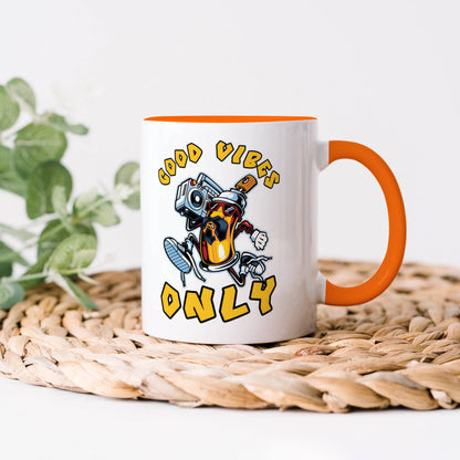 Good vibes only design Orange Handle 330 ml Coffee Mug