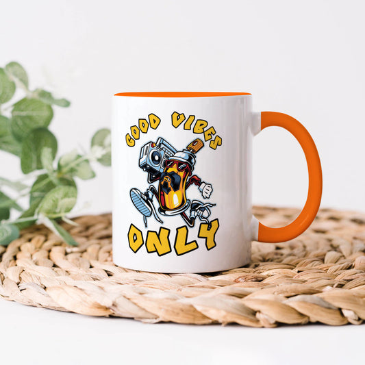 Good vibes only design Orange Handle 330 ml Coffee Mug
