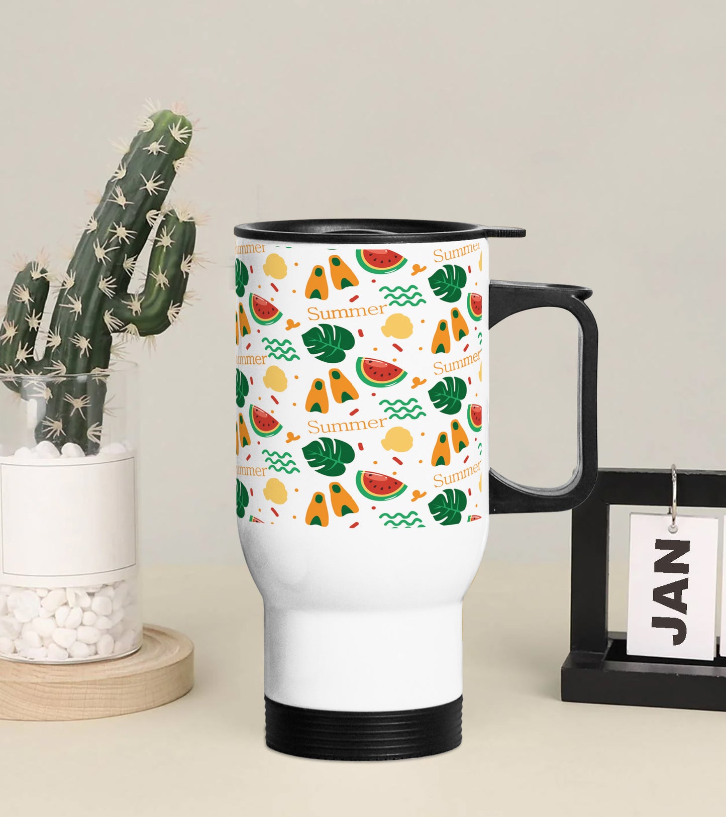 Summer fruit pattern Printed 350ML Travel MUG