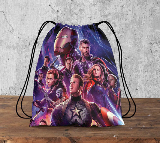 Avengers Endgame Pattern Polyester String Backpack Bags for kids for Gym, Yoga, Tuition ,Beach Bag for 4-10 year boys and girls
