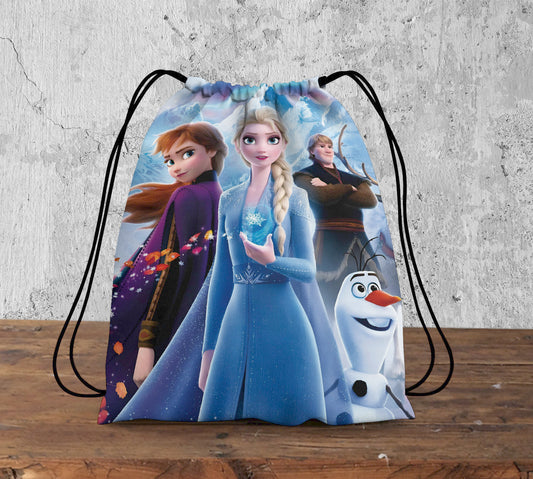 Elsa and friends Pattern Polyester String Backpack Bags for kids for Gym, Yoga, Tuition ,Beach Bag for 4-10 year boys and girls