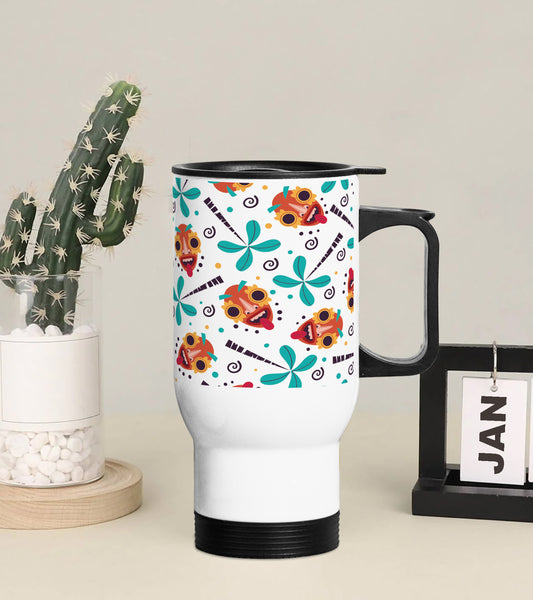 African Mask pattern Printed 350ML Travel MUG