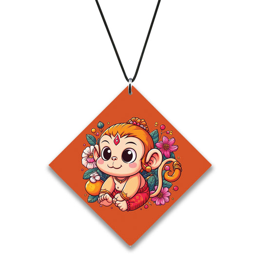 Cute baby Hanuman vector art Premium Glossy Printed Car Hangings
