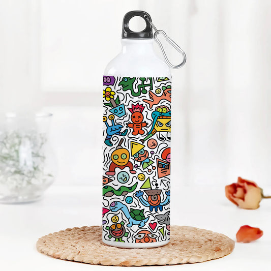 Cute colorfull doodle pattern Printed Normal Sipper Water Bottle 750 ml For Gym, Yoga, Kids, Boys, Girls, Brother, Sister, Babies, Baby, Workout, Adults