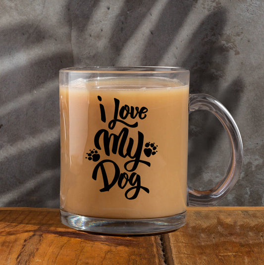 i love my dog Printed Glass Mug