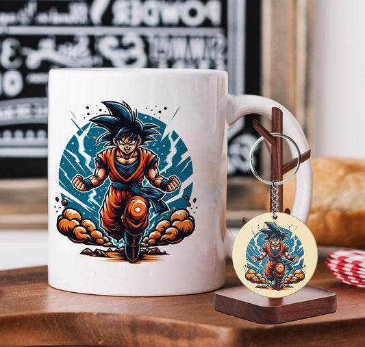 Goku illustration art Mug and Keychain Combo 330 ml Coffee Mug