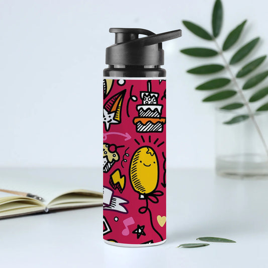 Set of Party illustration Hand drawn doodle Sketch line Printed Eagle Shape Water Bottle 750 ml For Gym, Yoga, Kids, Boys, Girls, Brother, Sister, Babies, Baby, Workout, Adults