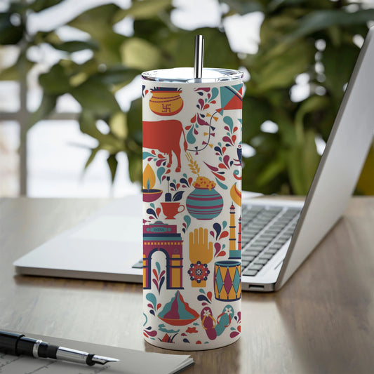 Indian architecture and Asian traditions set Pro Vecto 2 Printed 750ML with Lid Leak Proof Travel Tumbler with Straw
