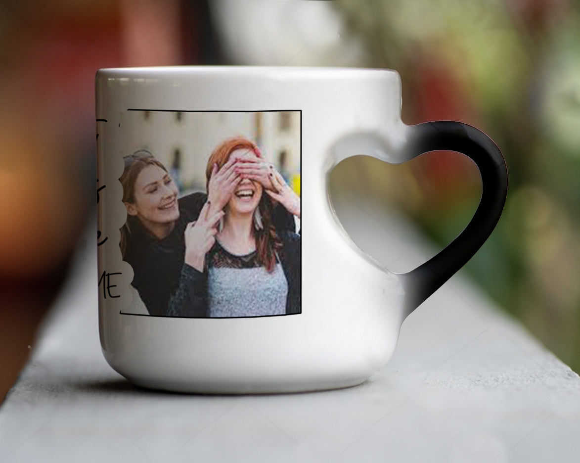 Best Friend forever personailzed two photos inner heart cut magic mug 330 ml Coffee Mug