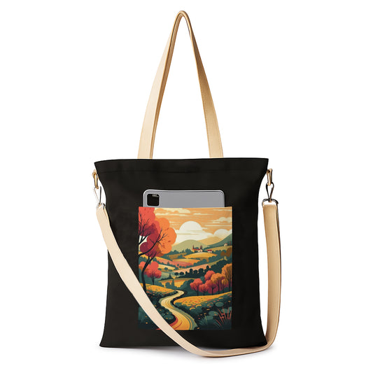 Sunset Printed Women's Girls Cross Body Sling Bag with Extra Front Pocket, College Bag for Girls, Tote Bag for Shopping,Travel