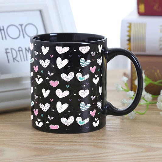 Pretty hearts pattern design Full Black 330 ml Coffee Mug