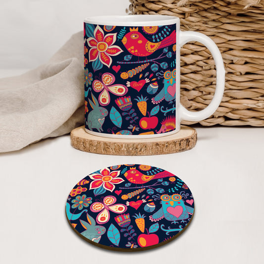 Vector Forest Seamless Pattern Mug and Coaster 330 ml Coffee Mug