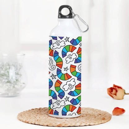 Hand drawn rainbow pattern design Printed Normal Sipper Water Bottle 750 ml For Gym, Yoga, Kids, Boys, Girls, Brother, Sister, Babies, Baby, Workout, Adults