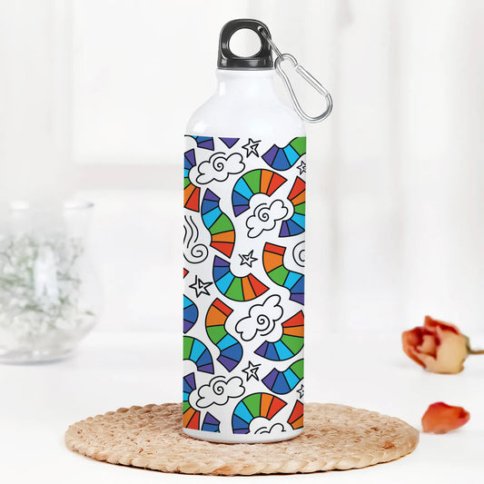 Hand drawn rainbow pattern design Printed Normal Sipper Water Bottle 750 ml For Gym, Yoga, Kids, Boys, Girls, Brother, Sister, Babies, Baby, Workout, Adults