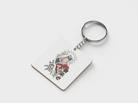 Toad sage Mater Jiraiya Printed Square Shape Wooden Keyring with Chain