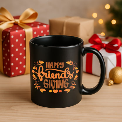 Happy Friends Giving 330 ml Black Coffee Mug (Pack of 1)